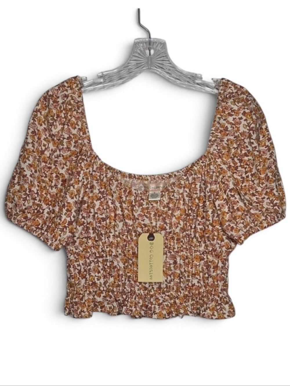 Urban Outfitters B-O-G Collection  Rust Multi Floral Smocked Crop Top